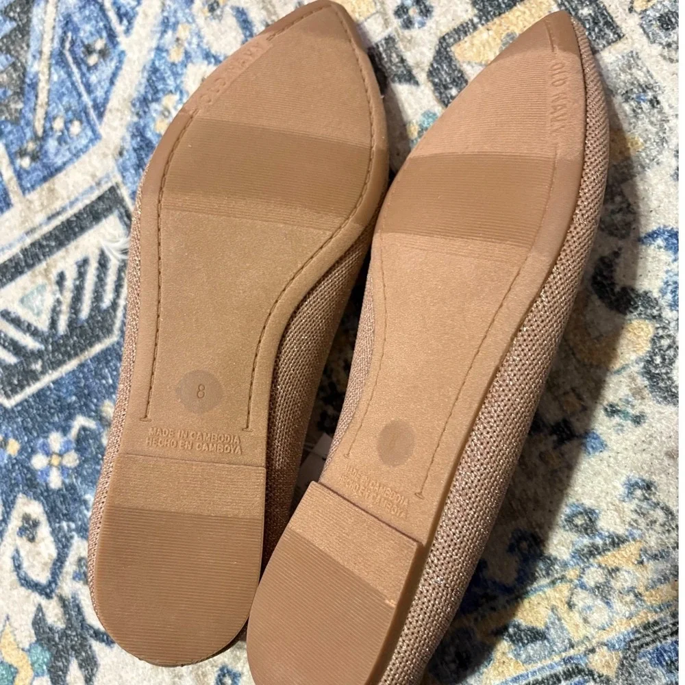 NWT Old Navy Textured Knit Pointy Toe Ballet Flats in Cocoa Fawn Metallic Size 8 - Picture 11 of 13